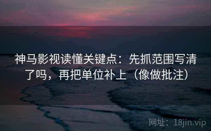 神马影视读懂关键点：先抓范围写清了吗，再把单位补上（像做批注）