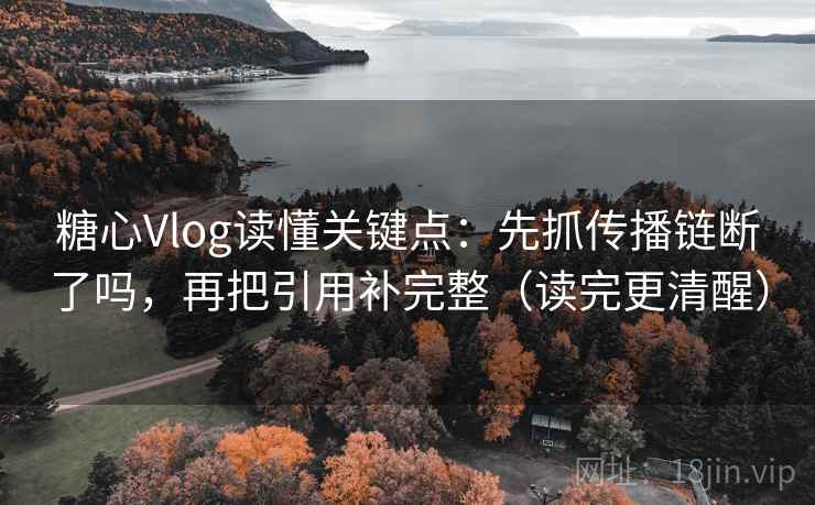 糖心Vlog读懂关键点：先抓传播链断了吗，再把引用补完整（读完更清醒）